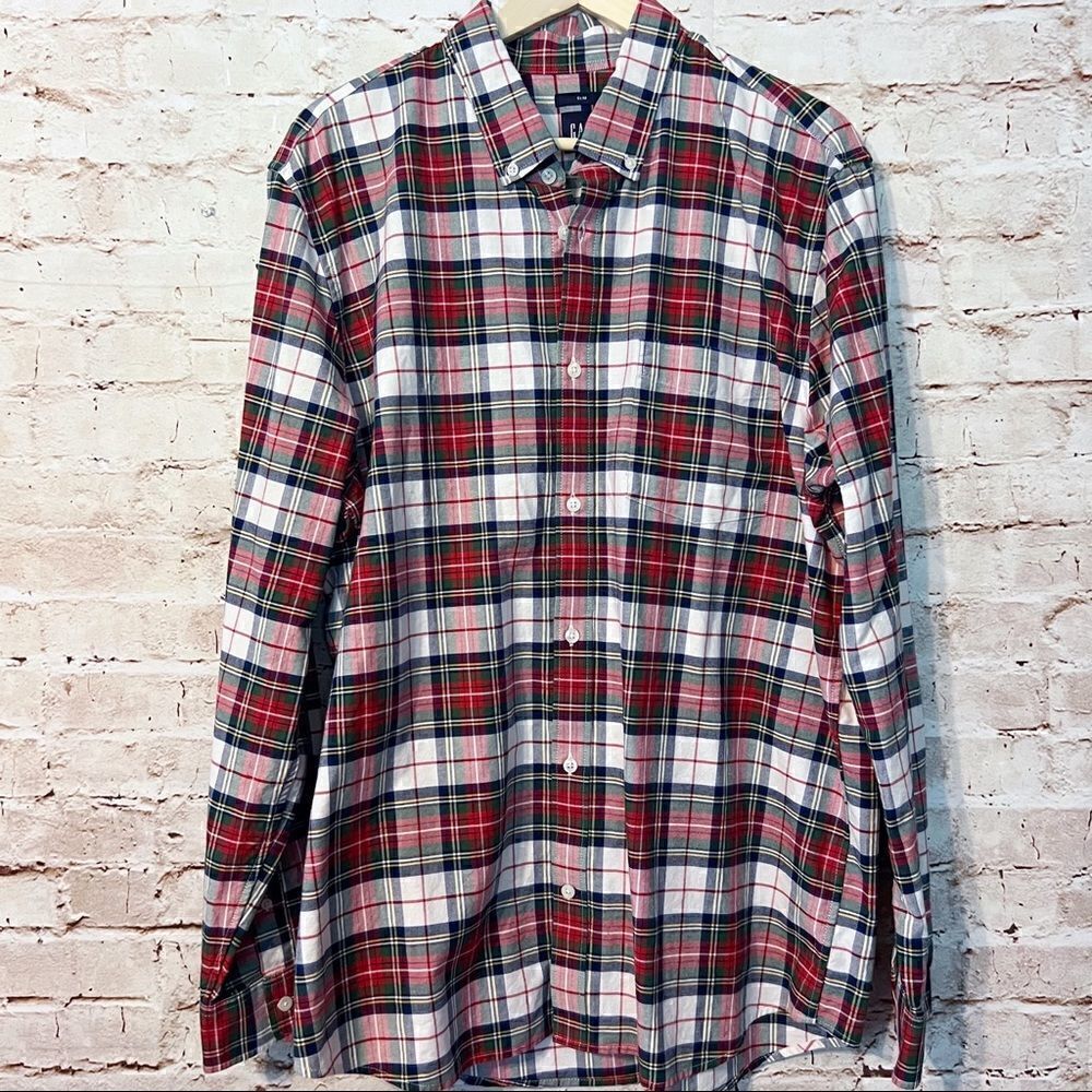Gap mens tartan plaid button down shirt